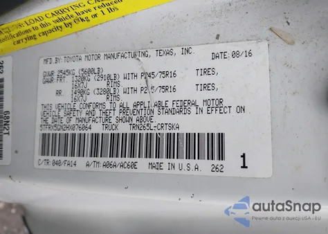 2017 Toyota Tacoma Sr z USA, uszkodzony, nr VIN 5TFRX5GN2HX076064